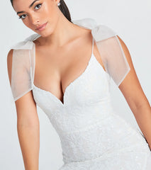 Harlie Formal Tulle Bow Sequin Mermaid Dress