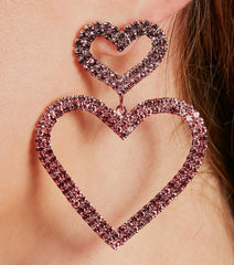 Love The Glamour Rhinestone Heart Earrings