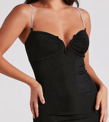 Arielle Rhinestone Strap Formal Dress