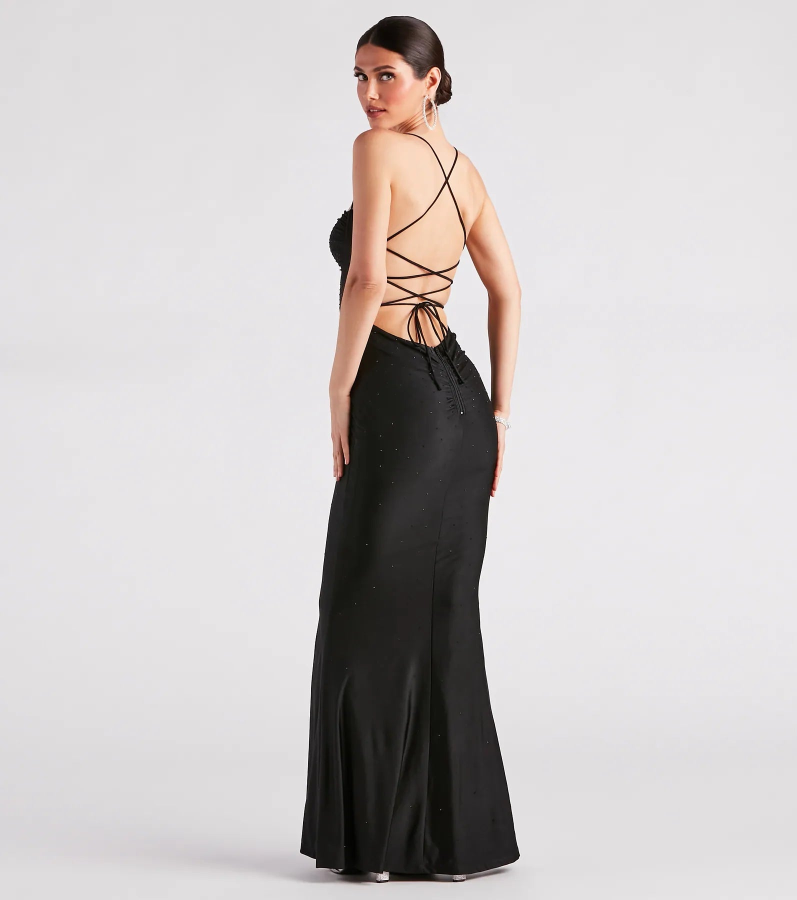 Faye Rhinestone Lace-Up Mermaid Dress