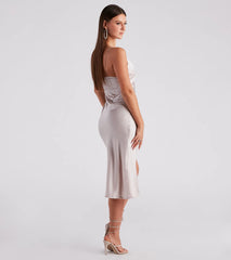 Rendezvous In Satin Slip Midi Dress