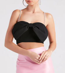 Cutest Glamour Bow-Front Crop Top