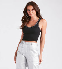 Edgy Basic Chain Trim Tank Top