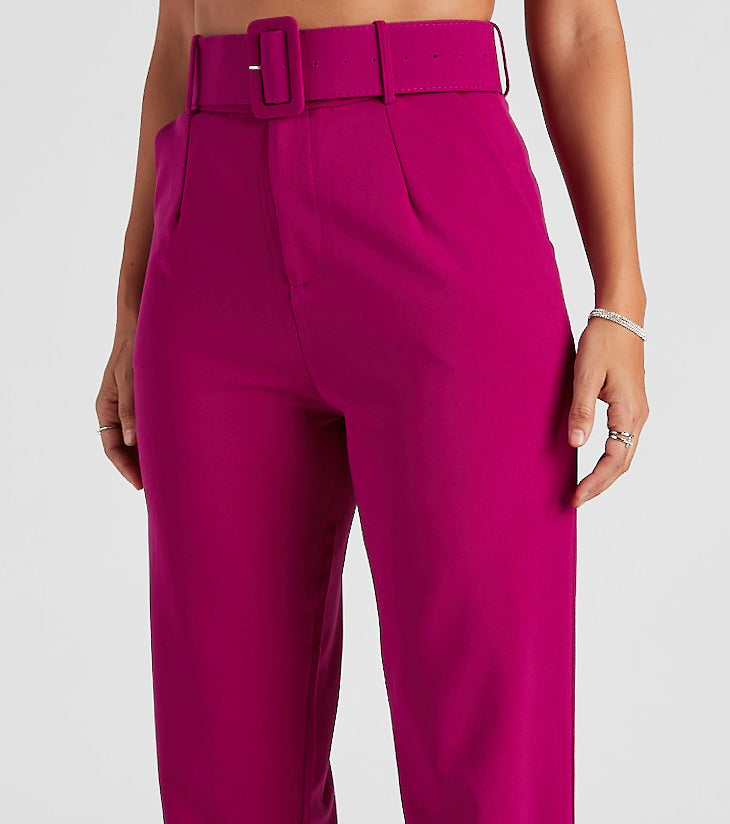 Perfectly Polished Belted Dress Pants