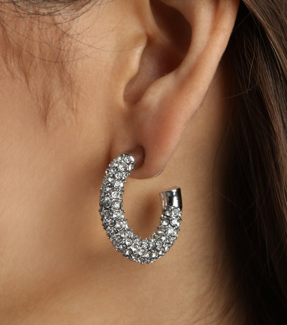 Fab Find Rhinestone Small Hoop Earrings