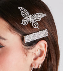 Glam Babe Rhinestone Butterfly Hair Clip Set