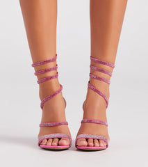 Fancy Gal Rhinestone Spiral Block Heels