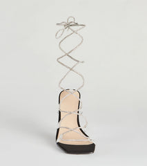 Lace-Up In Rhinestone Stiletto Heels
