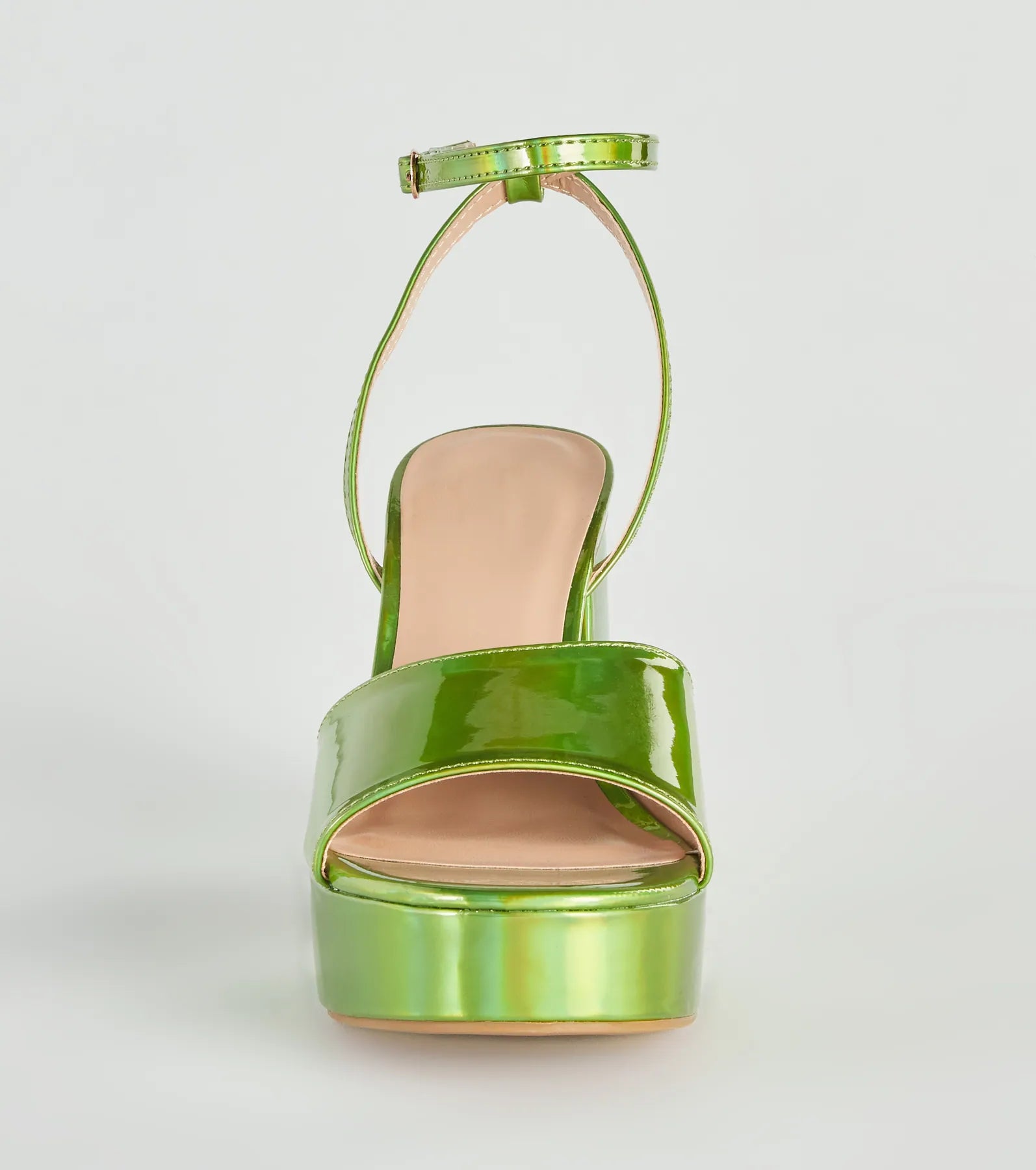 Just Like That Chrome Platform Heels