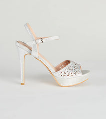 Time To Strut Glitter Flower Stiletto Heels